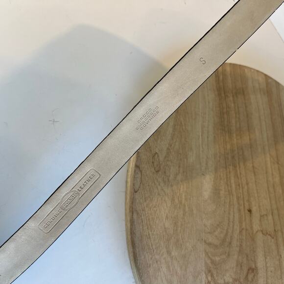 Fossil Brown Embossed Croco Genuine Leather Silver Tipped Belt Size Small - Picture 5 of 11